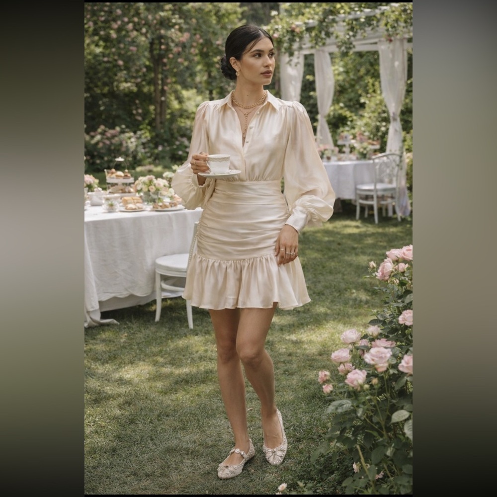 Anthropologie NWT Bardot Milani Drop-Waist Organza Mini Shirt Dress size 6.